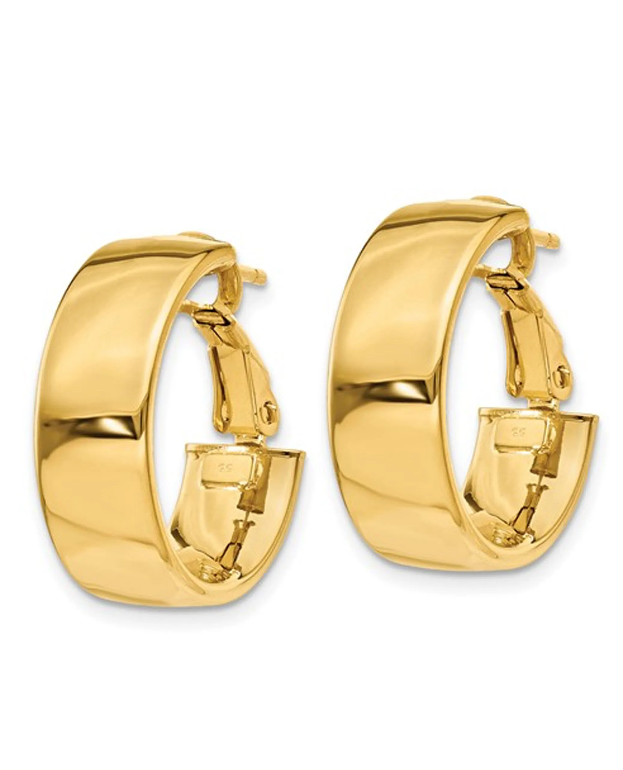 14K Yellow Gold 6.75mm Wide Hoop Earrings