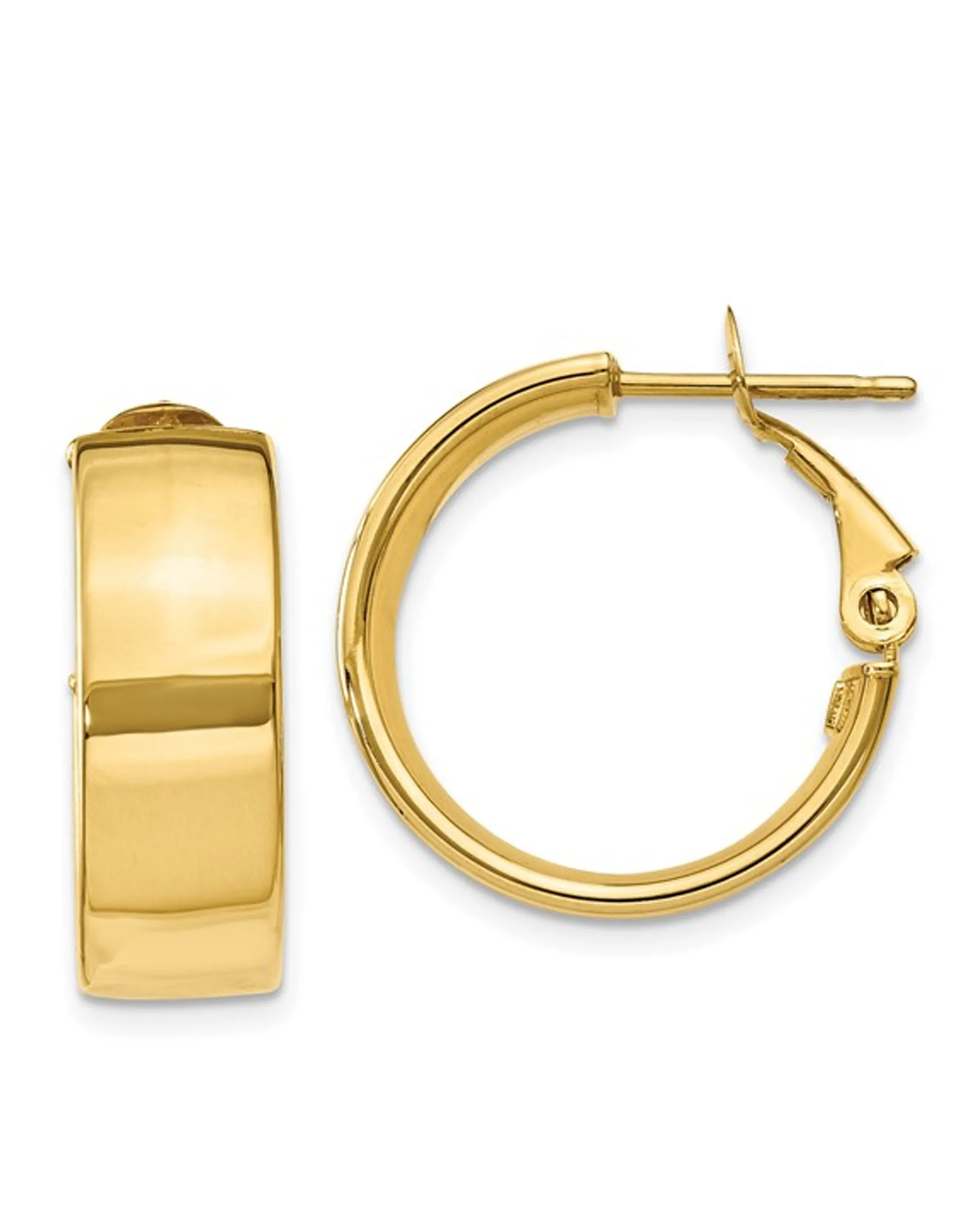 14K Yellow Gold 6.75mm Wide Hoop Earrings