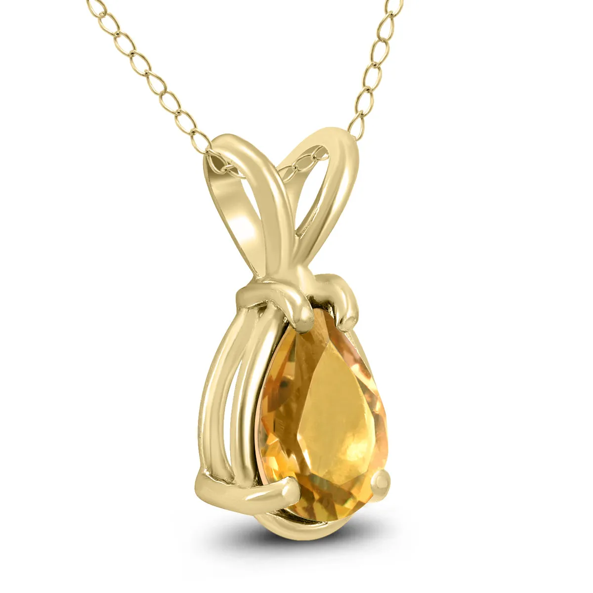 14K Yellow Gold 6X4Mm Pear Citrine Pendant