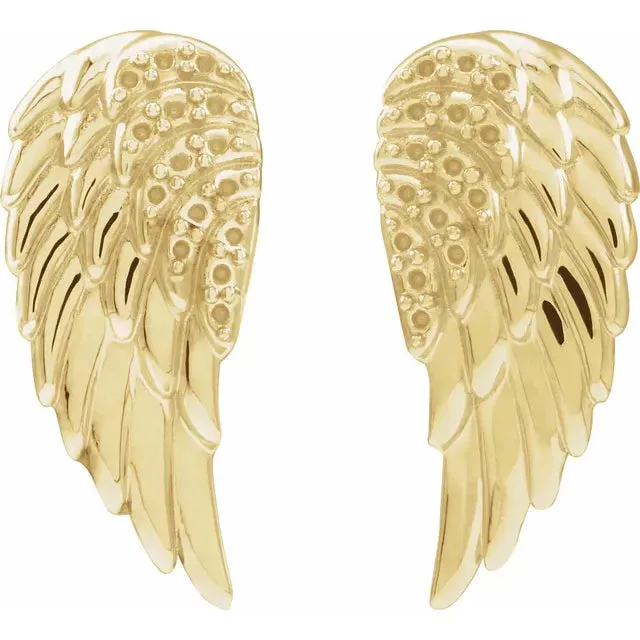 14K Yellow Gold Accented Left Angel Wing Earring