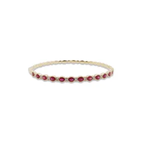 14k Yellow Gold Diamond And Ruby Hinged Bangle Bracelet