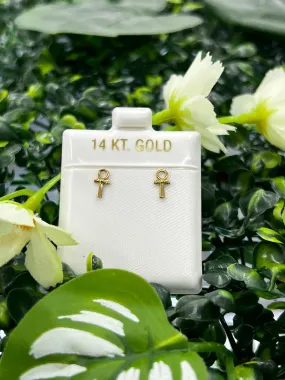 14K Yellow Gold Filled Ankh Earrings 8x4mm Jewelry Gifts Womens Everyday