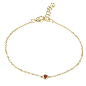 14k Yellow Gold Ruby Gemstone Chain Bracelet