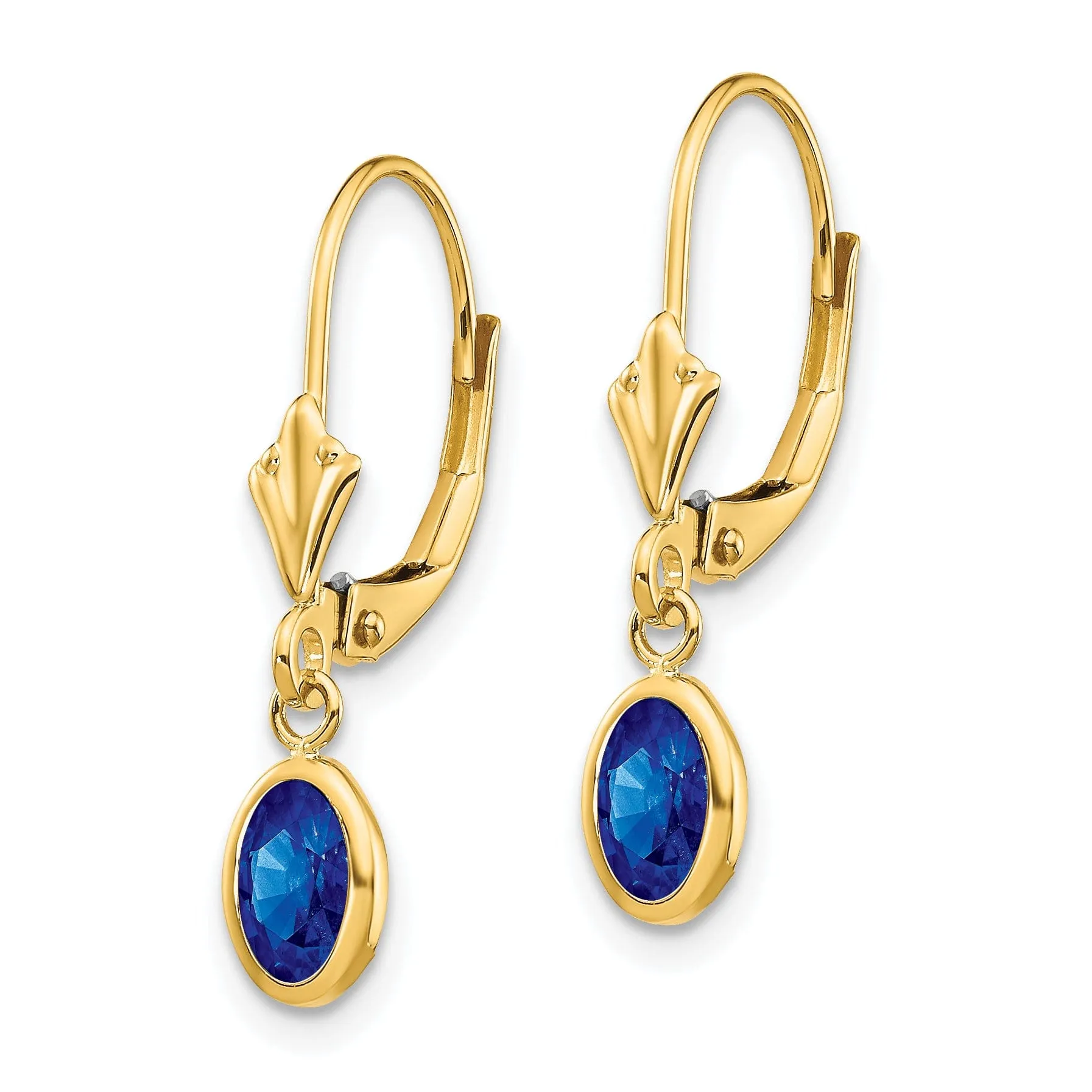 14k Yellow Gold Sapphire Birthstone Earrings