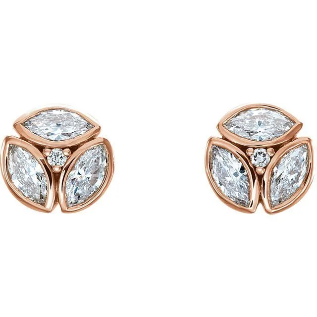 14KT Gold 1/2 CTW Diamond Cluster Earrings