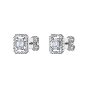 14KT GOLD DIAMOND BAGUETTE SQUARE EARRING