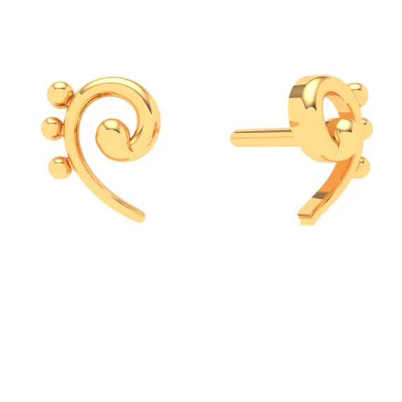 14KT Unique Kolka Shape Three Dots Gold Stud Earrings From Online Exclusive