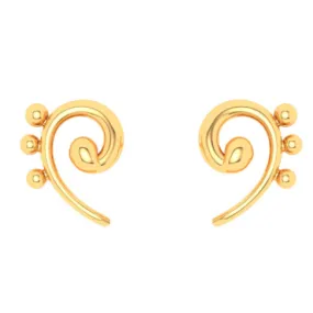 14KT Unique Kolka Shape Three Dots Gold Stud Earrings From Online Exclusive