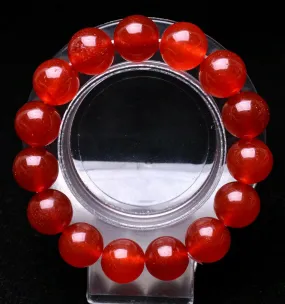 14mm Natural Red Ruby Round Bead Bracelet