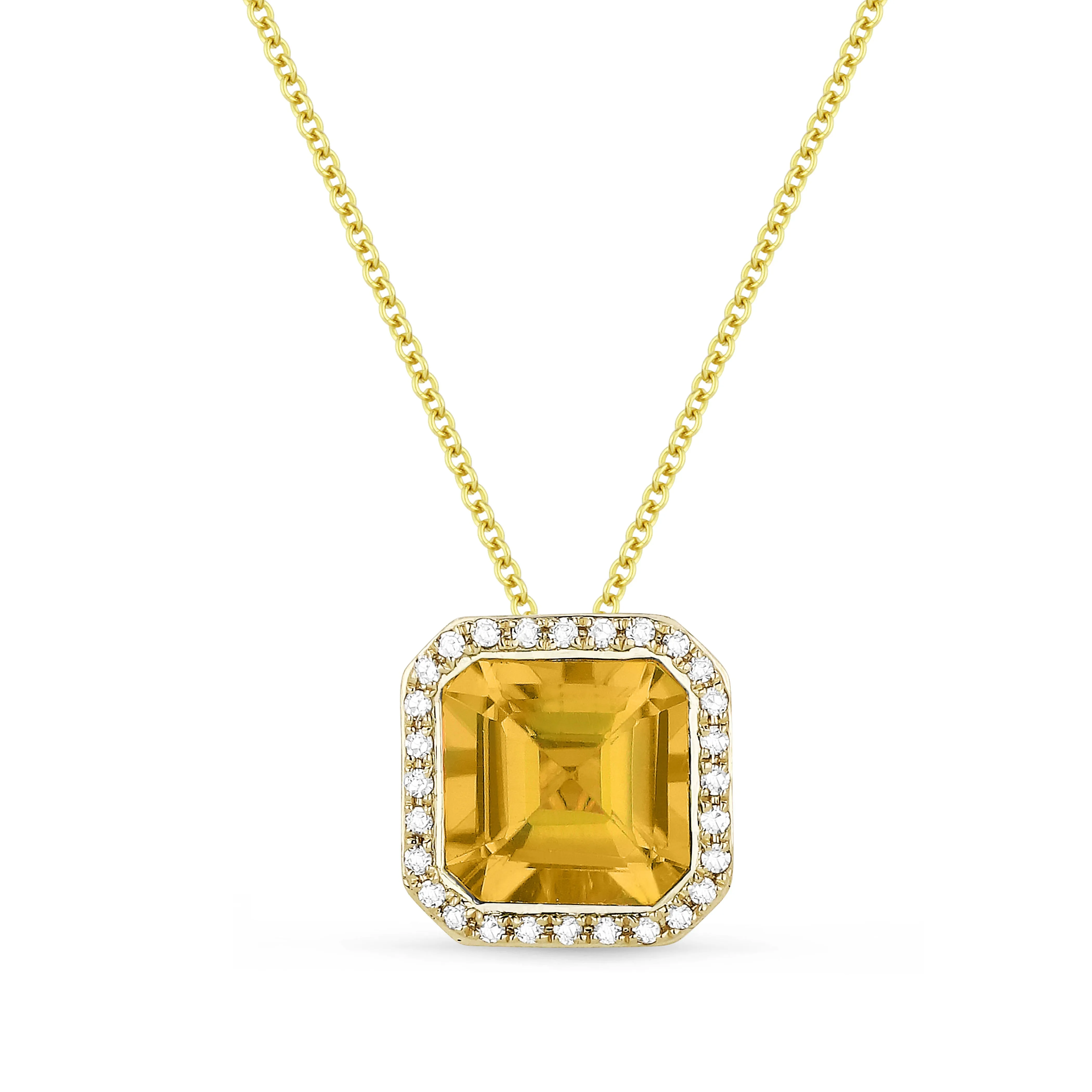 1.69Ct Citrine 16"pendant Necklace In 14K Yellow Gold