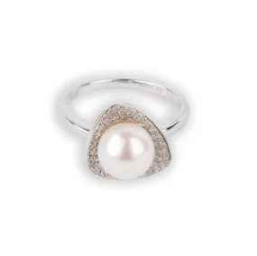 18ct White Gold Diamond & Cultured Pearl Dress Ring AR361798