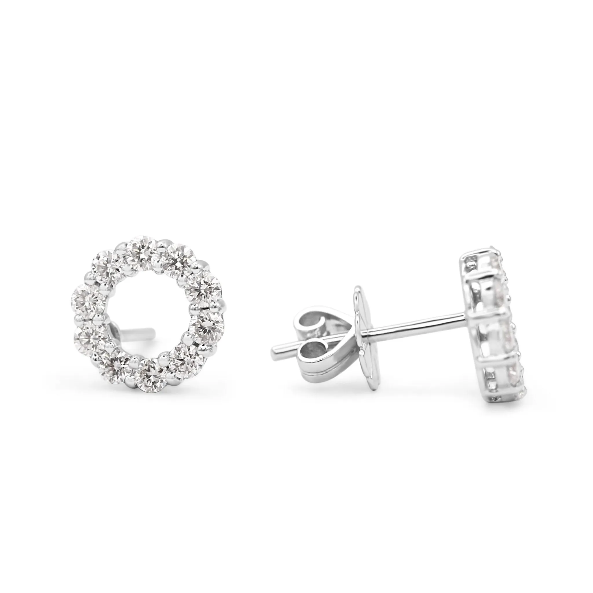 18ct White Gold Diamond Circle Stud Earrings