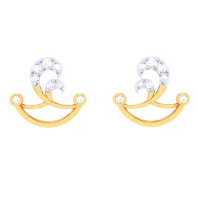 18k Diya Shaped Gold And Diamond Stud Earrings From Pc Chandra