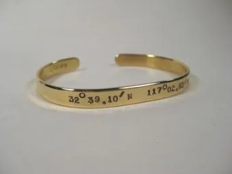 18k Gold Cuff w/ Latitude & Longitude