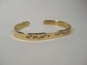 18k Gold Cuff w/ Latitude & Longitude