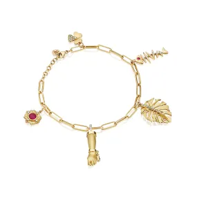 18k Penka Yellow Gold Bracelet/bangle With 0.40 Cts Vs-Gh Diamonds  And Ruby