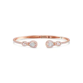 18K Rose Gold Diamond Cluster Double Pear Motif Bangle