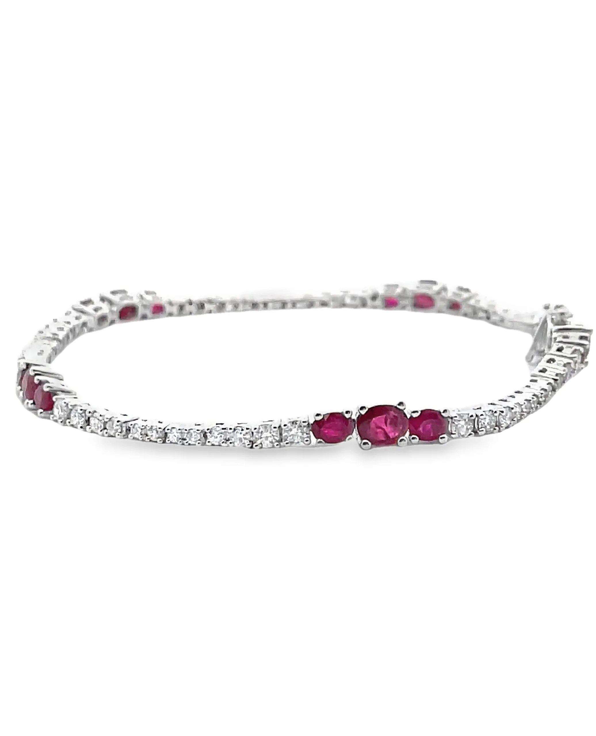 18K White Gold Ruby & Diamond Tennis Bracelet