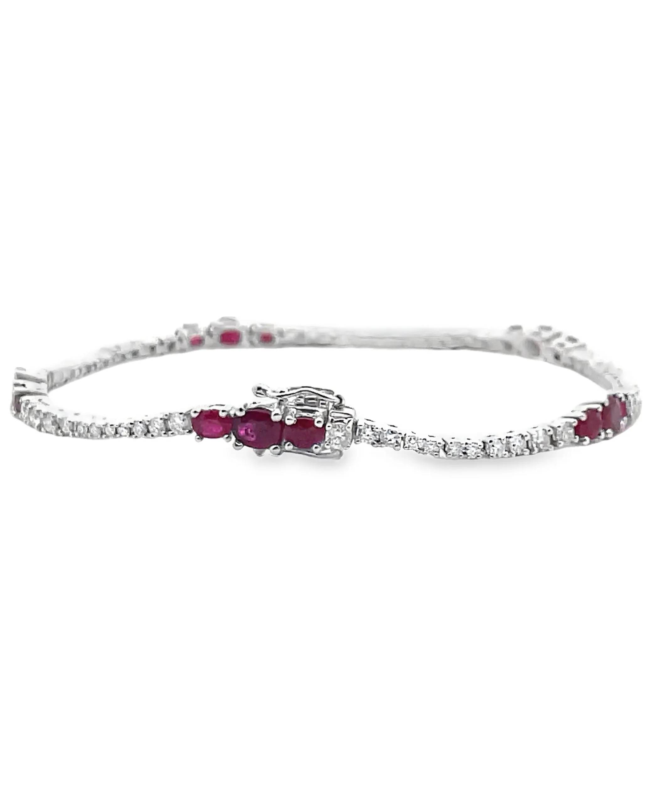 18K White Gold Ruby & Diamond Tennis Bracelet