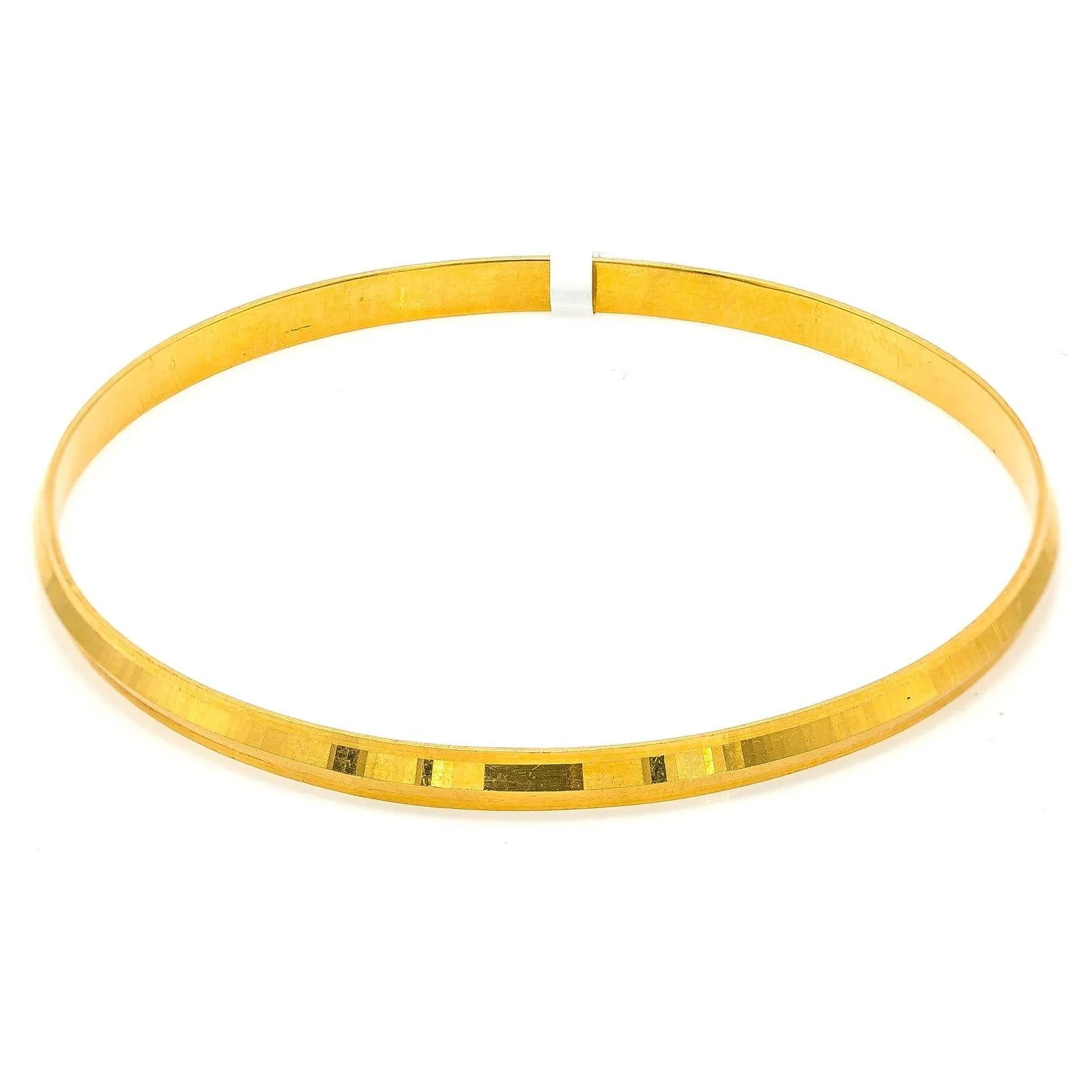 22K Yellow Gold Bangle Kada for Kids W/ Slightly Faceted Frame (12.9gm)