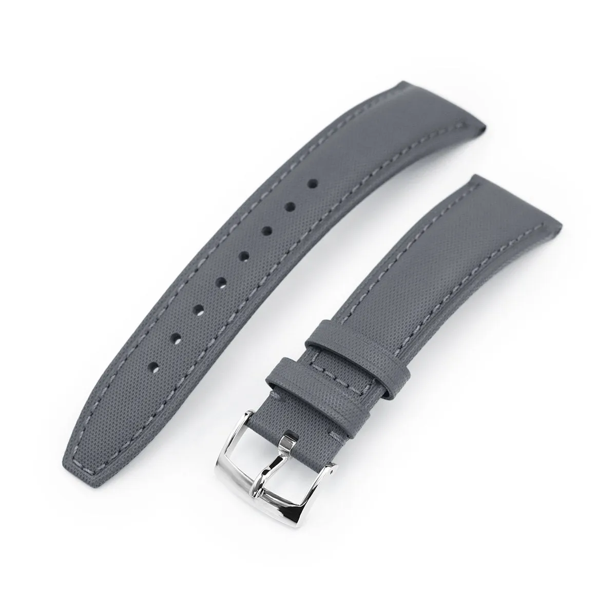 22mm Military Grey Woven Texture Watch Strap, Polished