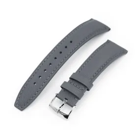 22mm Military Grey Woven Texture Watch Strap, Polished