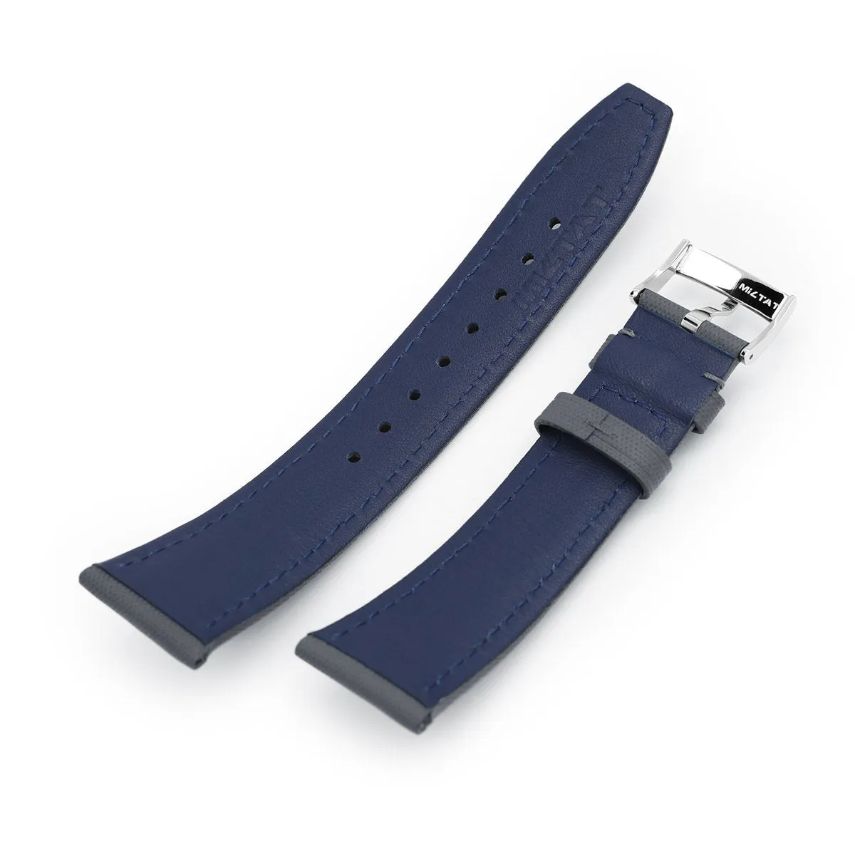 22mm Military Grey Woven Texture Watch Strap, Polished