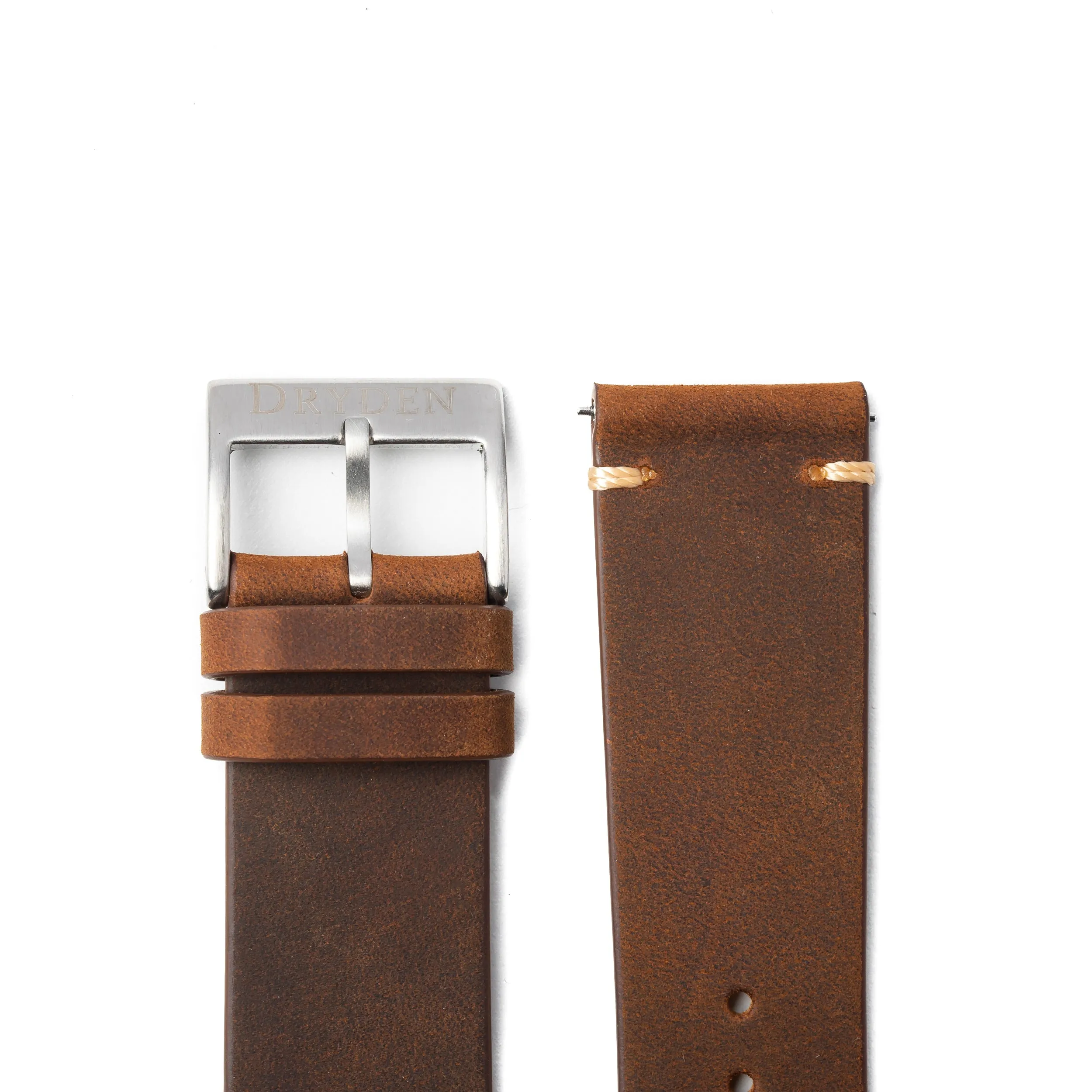 22mm Quick Release Simple Stitch Leather Watch Strap - Dark Brown