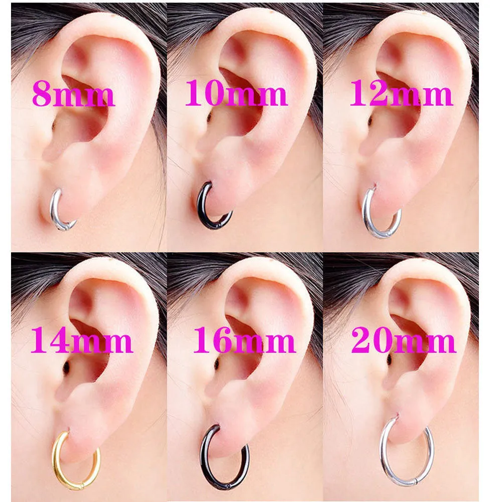 2PC /Set Stainless Steel Small Hoop Earrings for Women Men Gold Black Circle Thick Ear Ring Huggie Earrings Hoop Piercing 2020