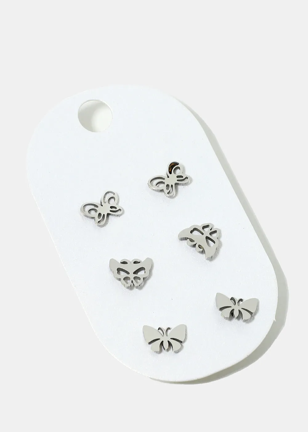 3-Pair Butterfly Stud Earrings