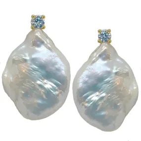 325-01-G | STONE PEARL/ CZ EARRING (WHITE ON GOLD)