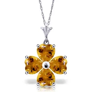 3.8 Carat 14K Solid White Gold Never Mad Citrine Necklace