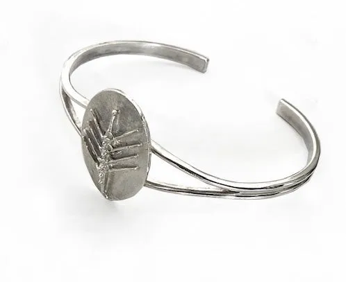 3D Eight Oar Boat on Simple Oval Thin Split Cuff Rowing Bracelet