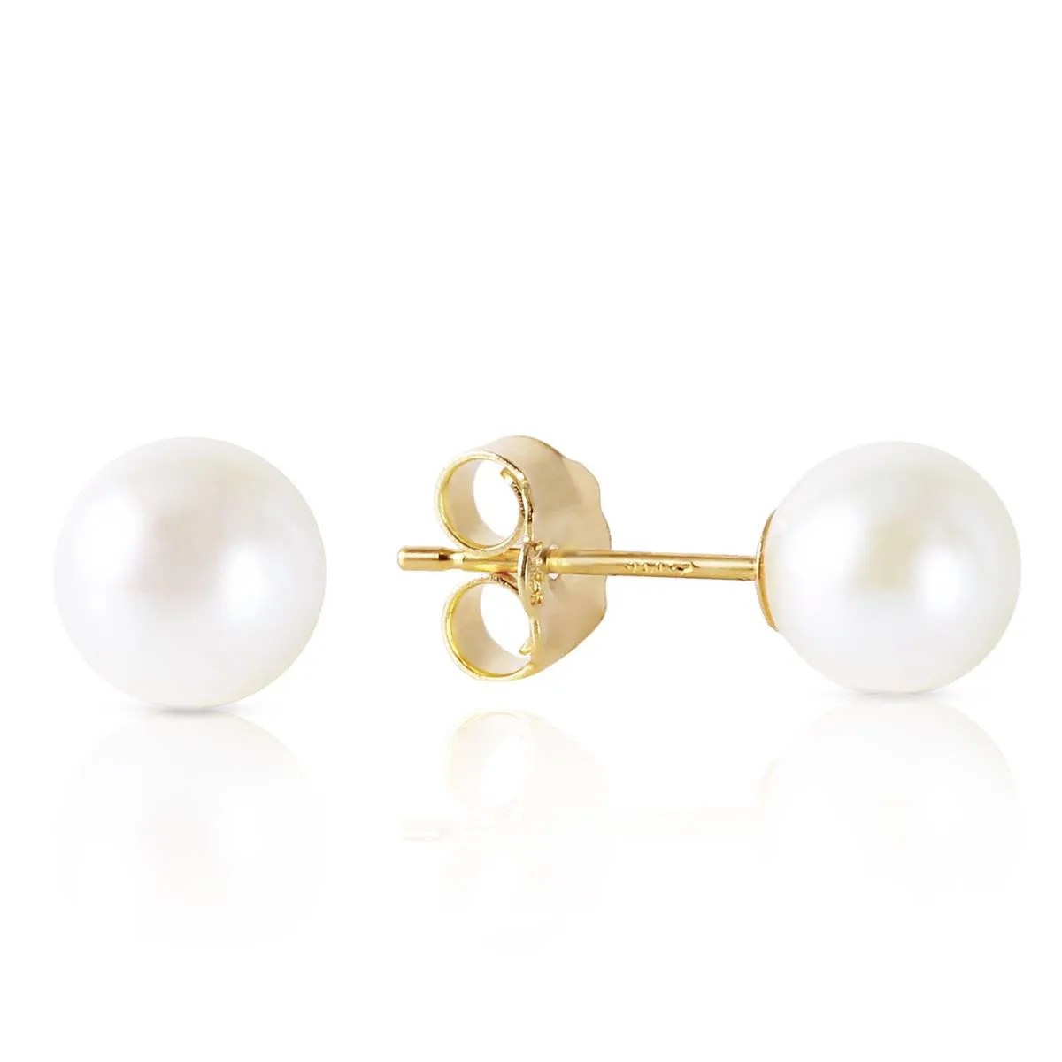 4 Carat 14K Solid Yellow Gold Stud Earrings Natural Pearl