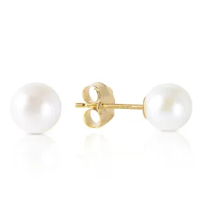 4 Carat 14K Solid Yellow Gold Stud Earrings Natural Pearl