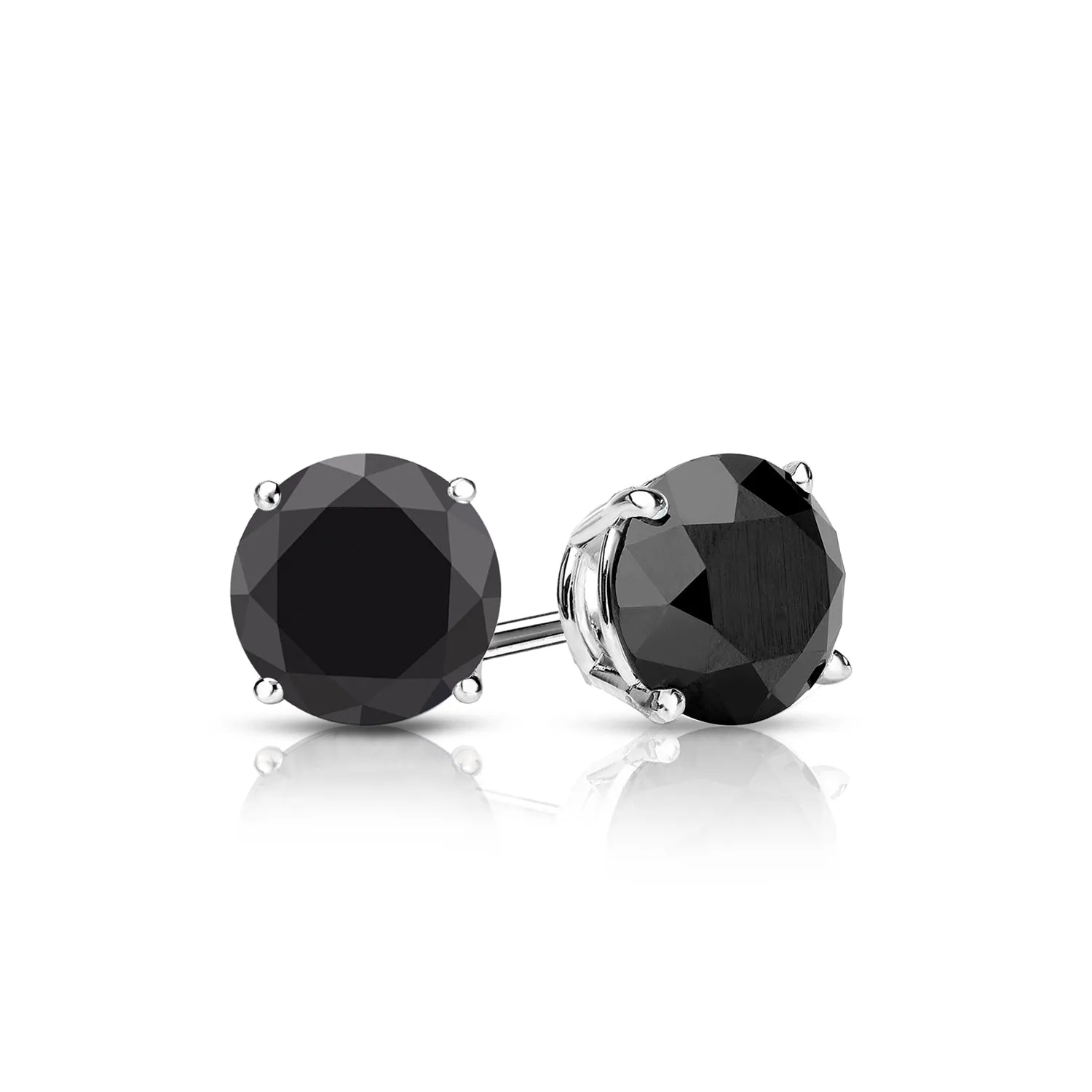 4.12 Cttw. White Gold Black Diamond Solitaire Earrings