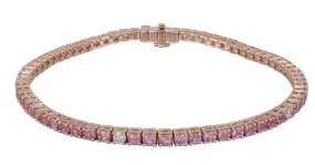 4.56ct tw Pink Sapphire Gem Stone & Diamond Tennis Bracelet