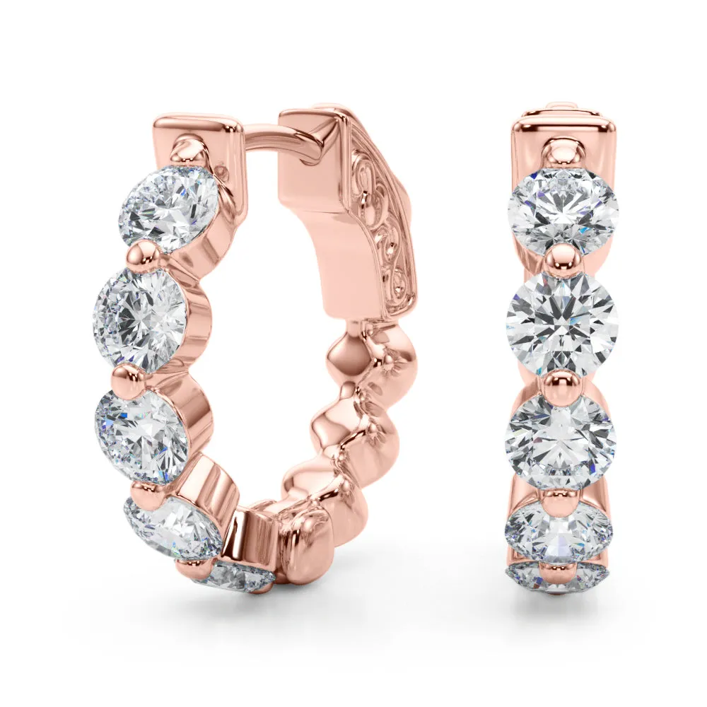 !4K Single Row Vault Lock Diamond Earring Hoops