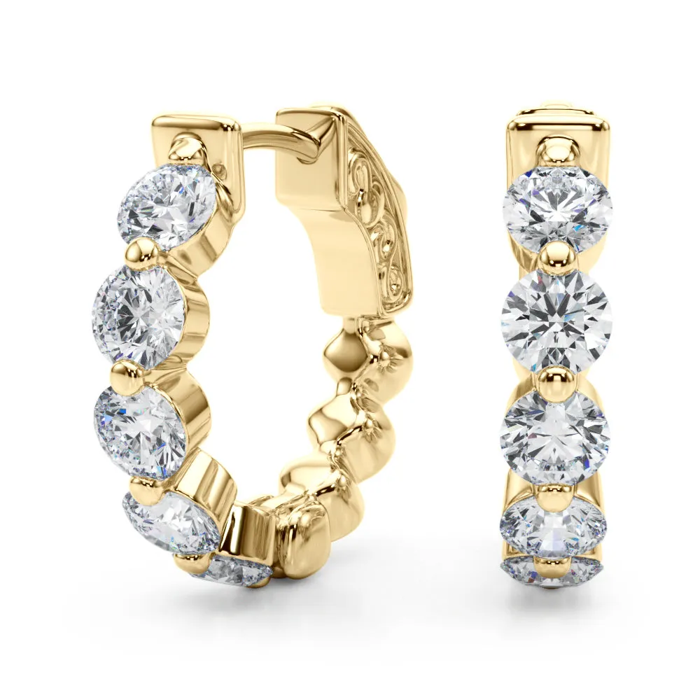 !4K Single Row Vault Lock Diamond Earring Hoops