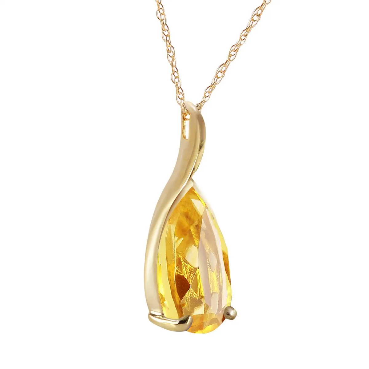 5 Carat 14K Solid Yellow Gold Milestone Citrine Necklace