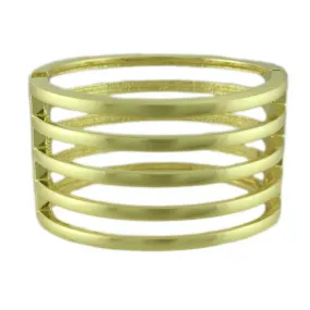 5 Row of Matte Gold Bars Hinged Bangle - BG505