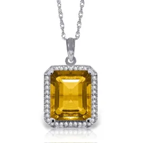 5.4 Carat 14K Solid White Gold Later In The Day Citrine Diamond Necklace