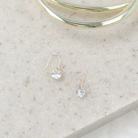 5mm Cubic Zirconia 18K Gold Hook Earrings