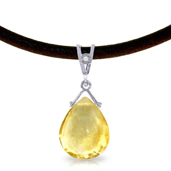 6.51 Carat 14K Solid White Gold Citrine Standard Citrine Diamond Necklace