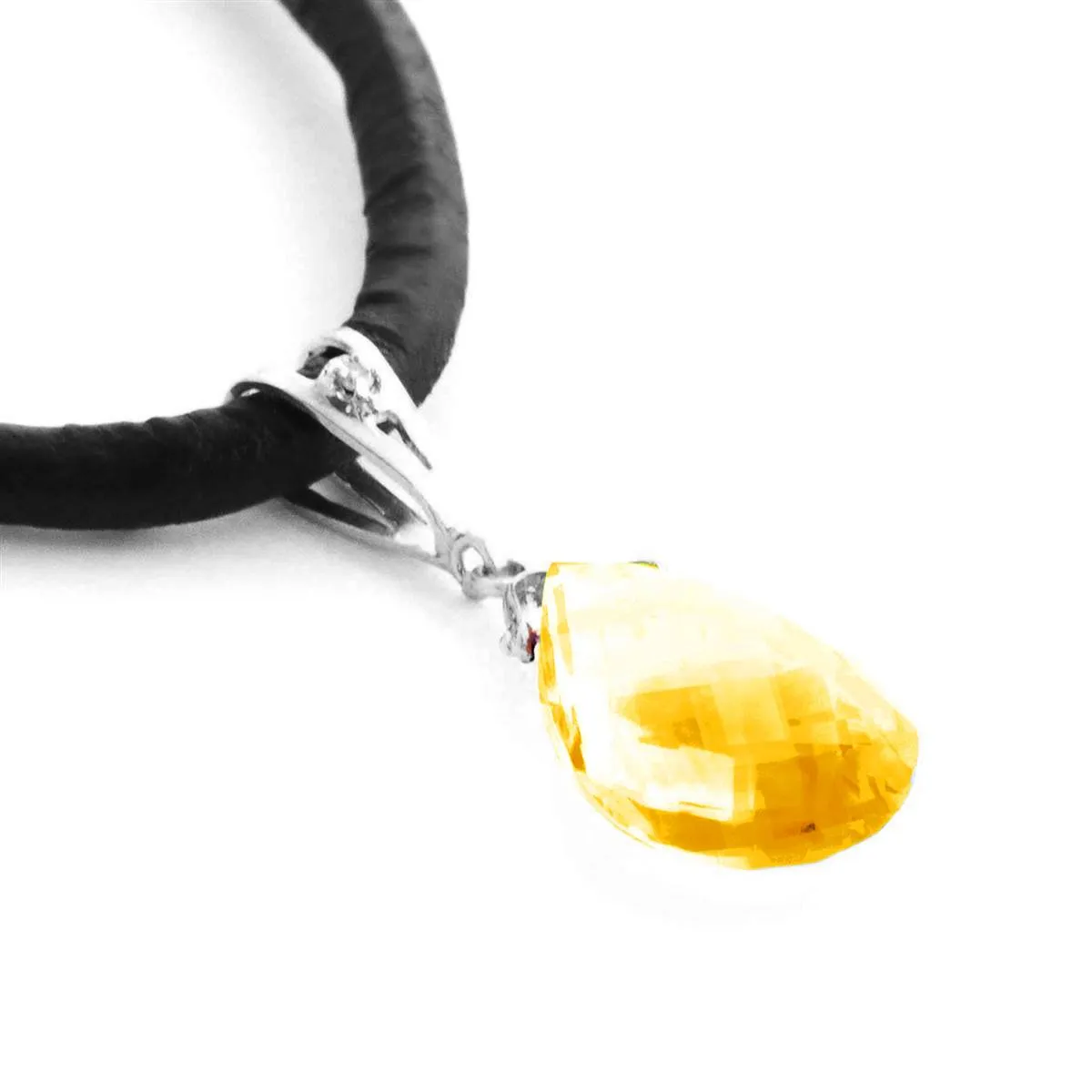 6.51 Carat 14K Solid White Gold Citrine Standard Citrine Diamond Necklace