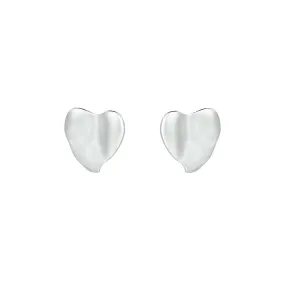 925 Silver Heart Small White Gold Earrings