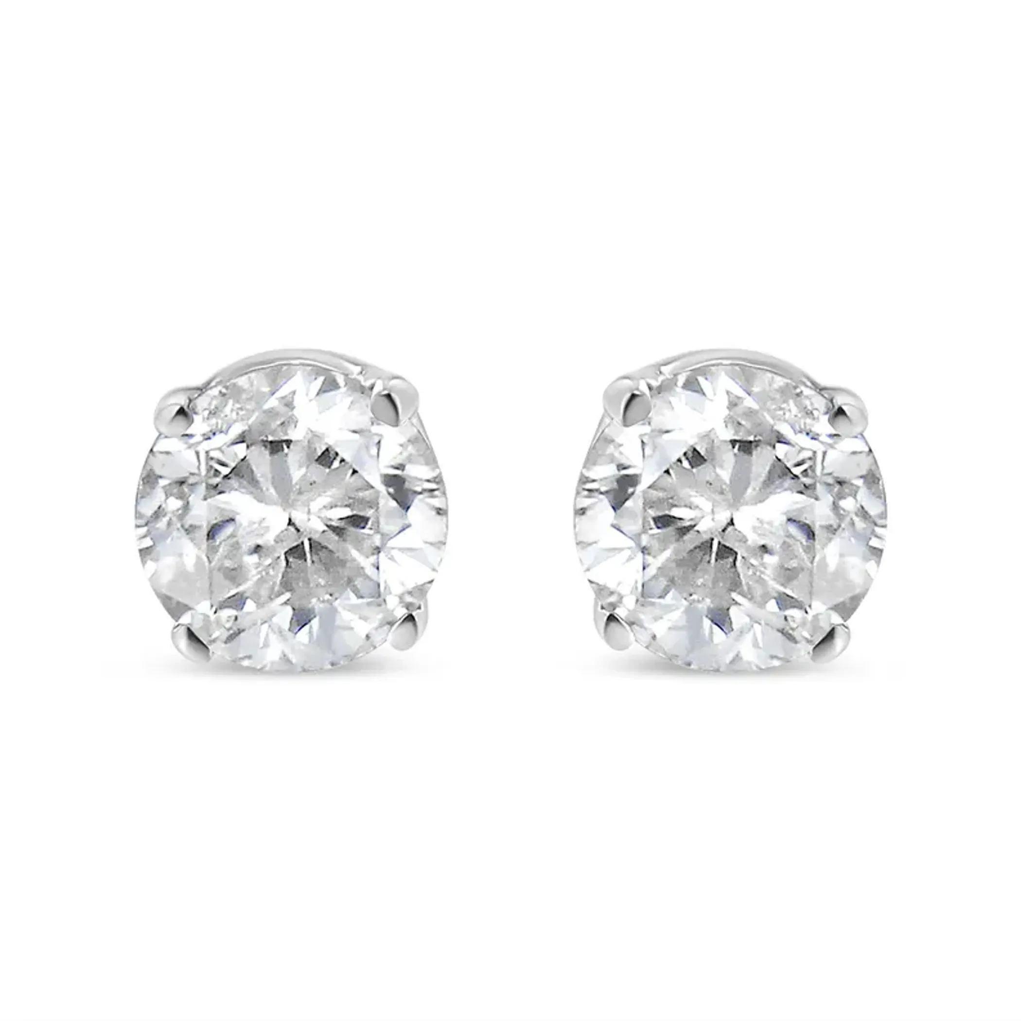 .925 Sterling Silver 1/5 Cttw Round Brilliant-Cut Diamond Classic 4-Prong Stud Earrings (I-J Color, I1-I2 Clarity)