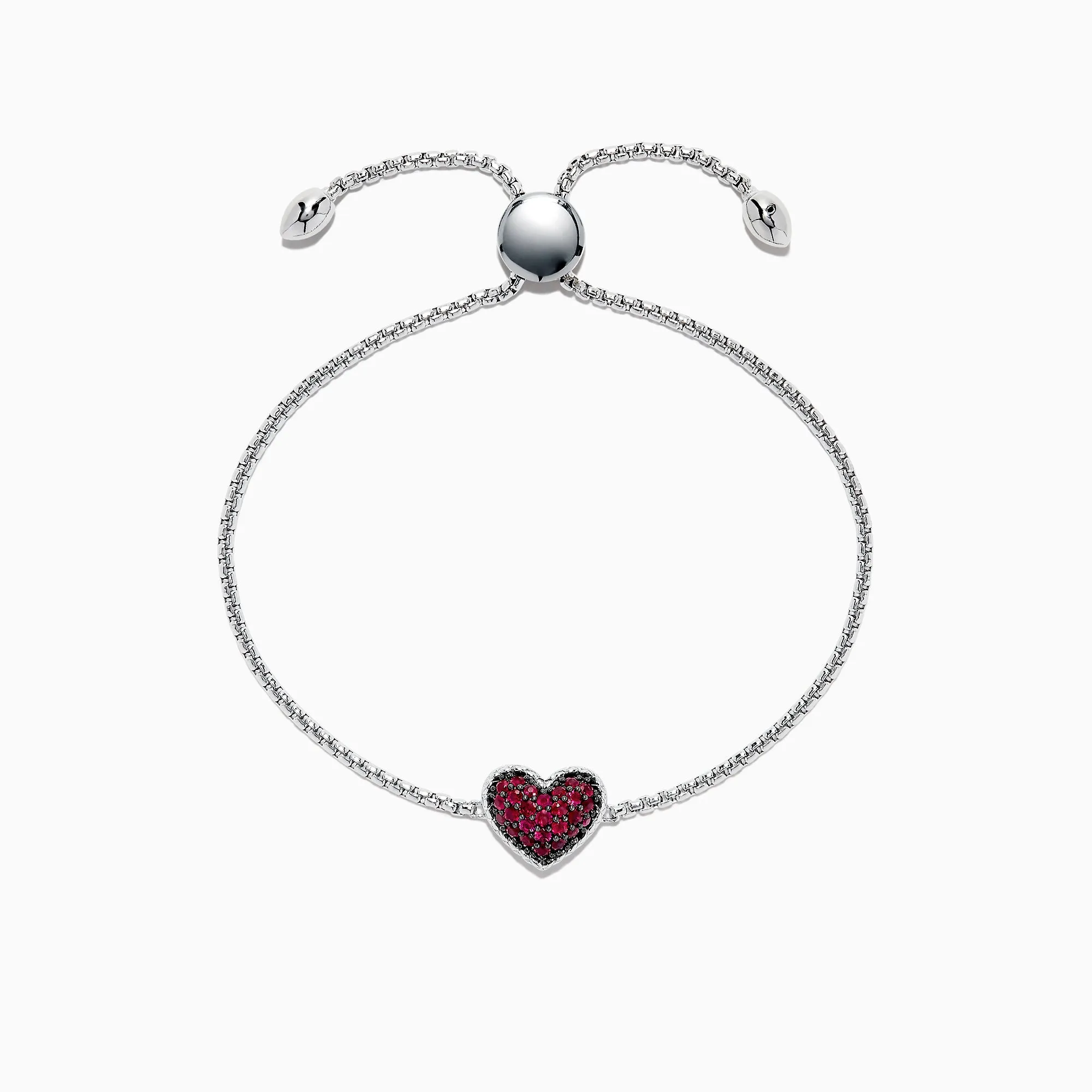 925 Sterling Silver Ruby Heart Bracelet, 0.62 TCW