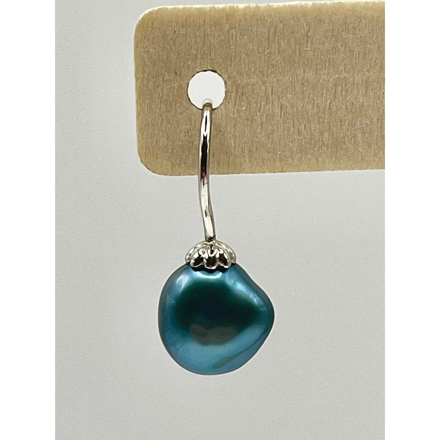 925 Sterling Silver Teal Freshwater Pearl Dangle Drop Earrings Colorful