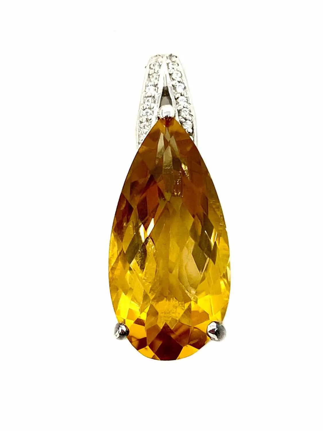 .925 Teardrop 18 in Citrine Necklace